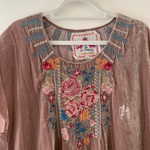 Johnny Was Velvet Embroidered Tunic